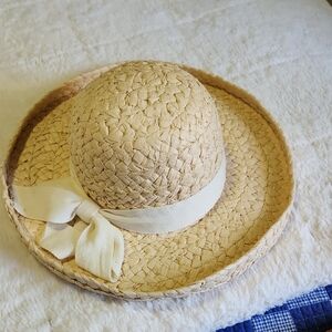 Straw Hat With Ribbon Bow